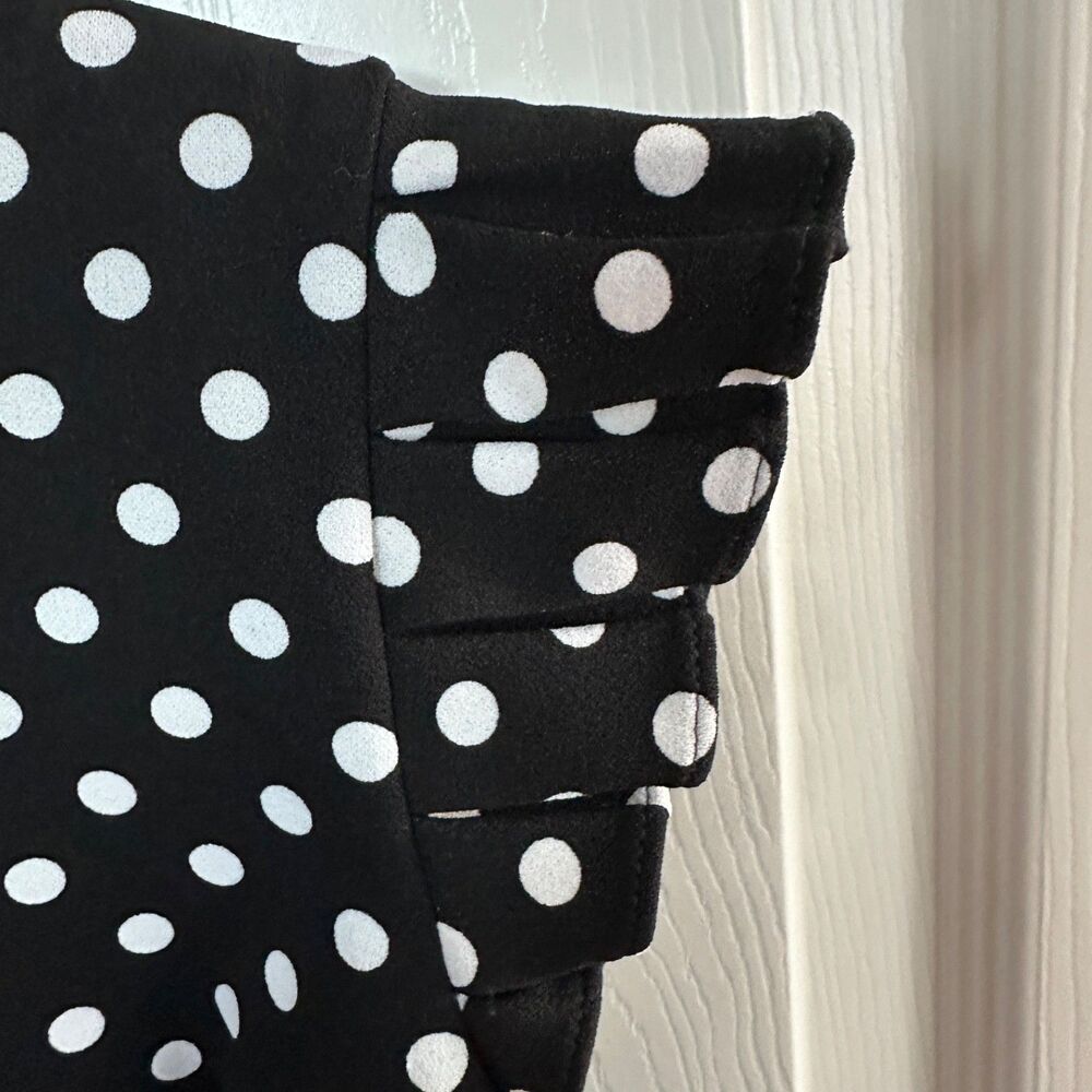 Shelby and Palmer Black White Polka Dot Dress Size 12 Flutter Sleeve Sheath - Picture 2 of 7